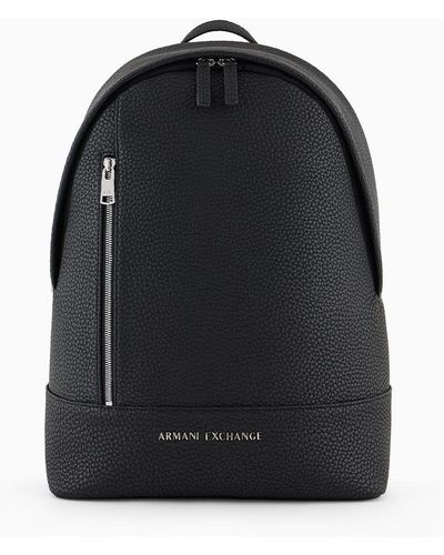 Armani Exchange Backpack In Coated Fabric - Black