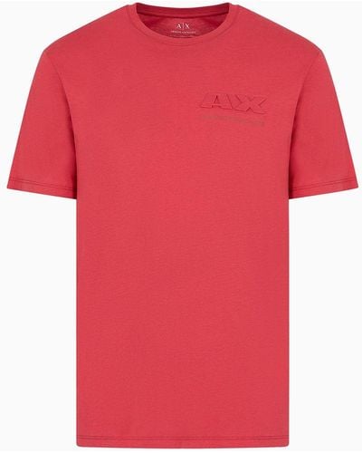 Armani Exchange Regular Fit T-shirt In Cotton Jersey With Logo On The Chest - Red