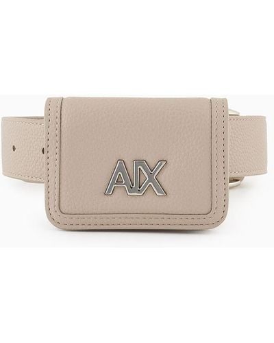 Armani Exchange Belt With Logo Card Holder - White
