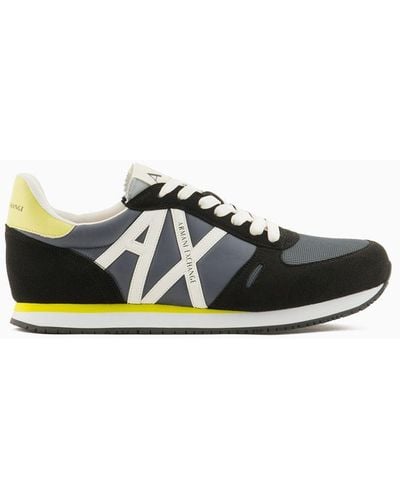 Armani Exchange Sneakers In Eco-suede, Mesh And Nylon - Yellow