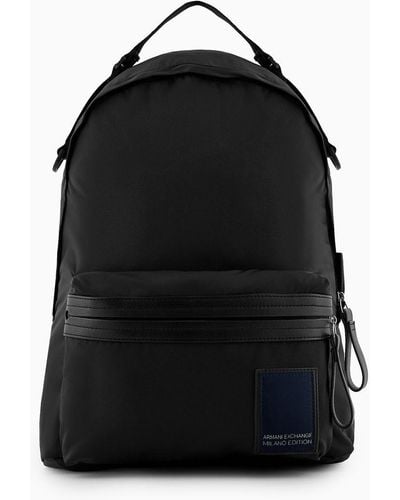 Armani Exchange Backpack In Asv Recycled Fabric - Black