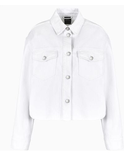 Armani Exchange Bull Denim Jacket With Pockets - White