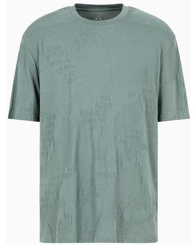 Armani Exchange Regular Fit T-shirt In Jacquard Fabric - Green