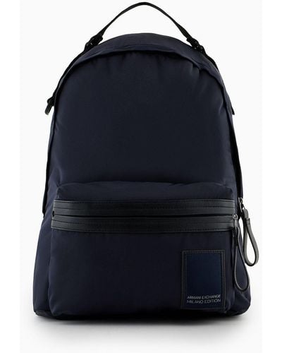 Armani Exchange Backpack In Asv Recycled Fabric - Blue