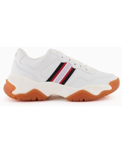 Armani Exchange Two-tone Chunky Sneakers With Maxi Sole - White