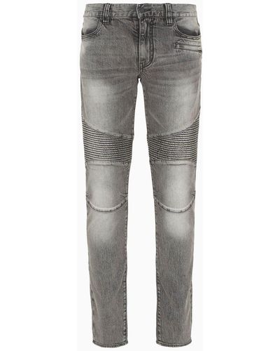 Armani Exchange J27 Skinny Biker Jeans In Stretch Denim - Grey