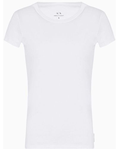 Armani Exchange Camiseta coupé slim en algodón pima - Blanco