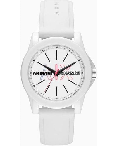 Armani Exchange Montres Bracelet Caoutchouc - Blanc