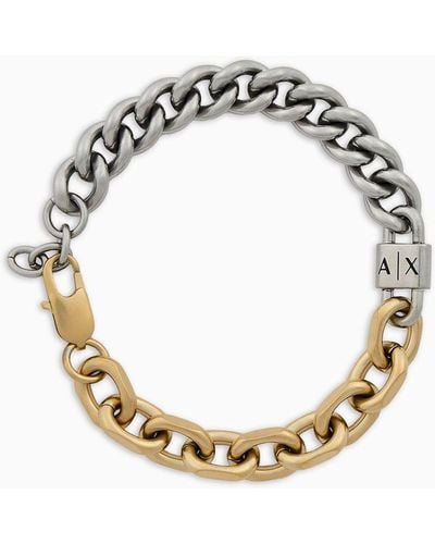 Armani Exchange Bracelet Chaîne En Acier Inoxydable Bicolore - Métallisé