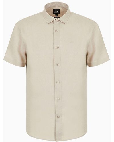 Armani Exchange Regular Fit Linen Shirt - Natural