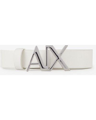 Armani Exchange Leather Belt - White