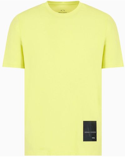 Armani Exchange T-shirt Regular Fit In Cotone Organico Asv Con Patch A Contrasto - Giallo