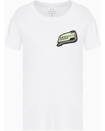 Armani Exchange T-shirt Boyfriend Fit In Cotone Organico Asv - Bianco