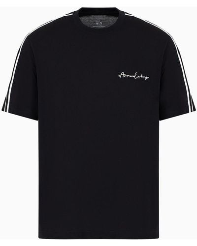 Armani Exchange Signature Logo Crew Neck T-shirt - Black