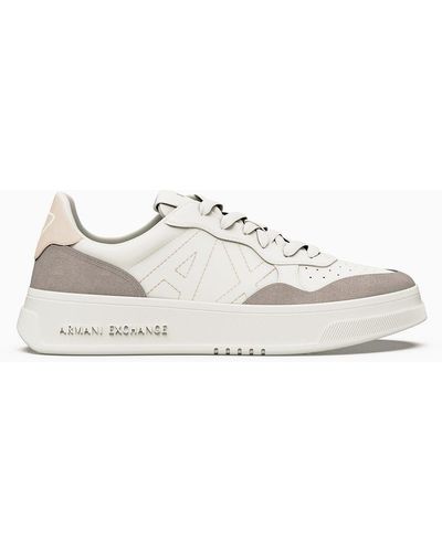 Armani Exchange Sneakers Mit Wildledereinsätzen - Weiß