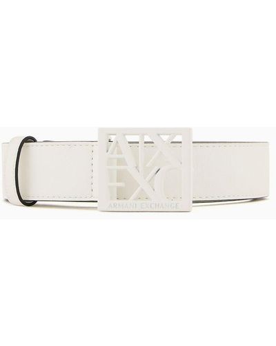 Armani Exchange Logo Buckle Belt - White