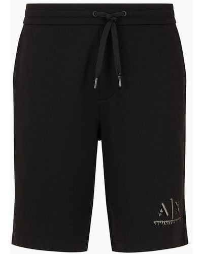 Armani Exchange Stretch Interlock Shorts With Logo - Black