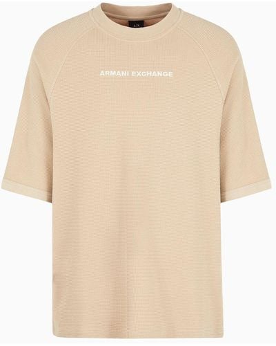 Armani Exchange Short-sleeved Sweatshirt With Tone-on-tone Logo - Natural