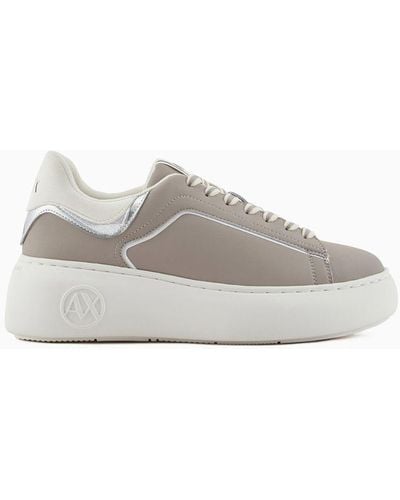 Armani Exchange Leather Sneakers With Contrasting Detail - White