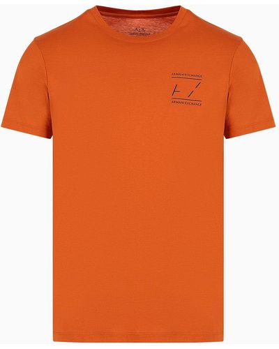 Armani Exchange Slim Fit T-shirt In Mercerized Cotton - Orange