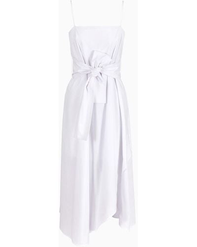 Armani Exchange Asymmetric Bow Poplin Dress - White