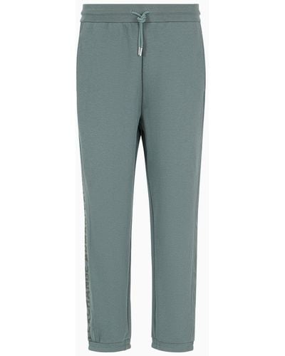 Armani Exchange Jogger Trousers With Logo Tape - Blue