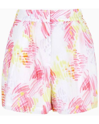 Armani Exchange Nylon Shorts With Floral Print - White