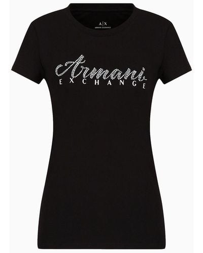Armani Exchange Jersey-t-shirt In Normaler Passform - Schwarz