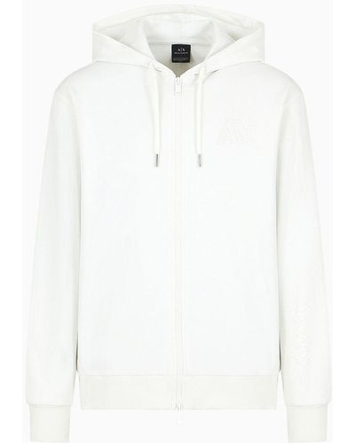 Armani Exchange Sweatshirt With Zip And Hood - White