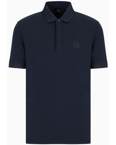 Armani Exchange Stretch Cotton Pique Polo Shirt - Blue