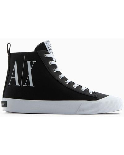 Armani Exchange Icon Logo High Top Sneakers - Black