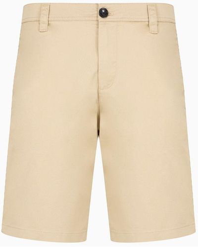Armani Exchange Stretch Cotton Poly Satin Bermuda Shorts - Natural