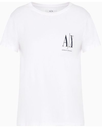 Armani Exchange T-shirt regular fit con logo - Bianco
