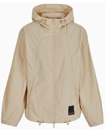 Armani Exchange Blouse With Hood In Asv Recycled Fabric - Natural
