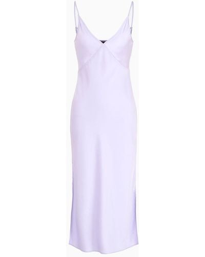 Armani Exchange Long Dress In Satin Satin With Plunging Neckline - Purple