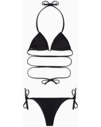 Armani Exchange Swimsuit With Laces In Asv Recycled Fabric - White