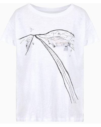 Armani Exchange T-shirt Relaxed Fit Armani Sustainability Values - Bianco
