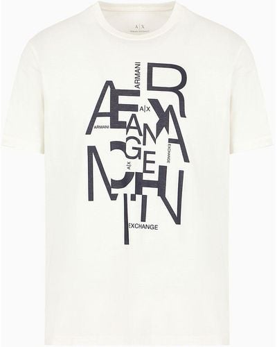 Armani Exchange Pima Cotton Jersey T-shirt With Maxi Logo Print - White
