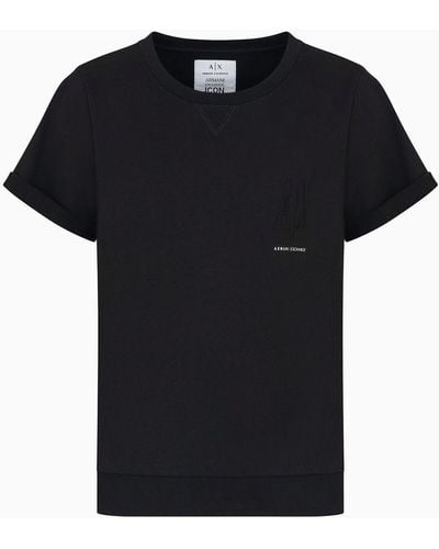 Armani Exchange Icon Logo Short Sleeve Sweatshirt - Black