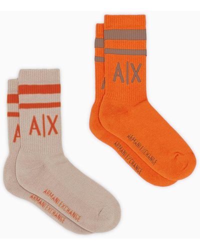 Armani Exchange Two Pack Of Terrycloth Socks - White