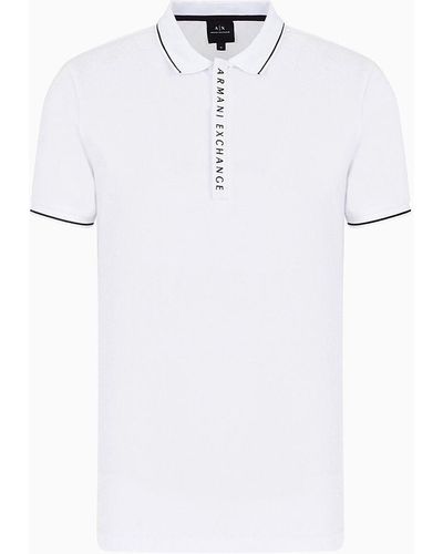 Armani Exchange Stretch Jersey Slim Fit Polo Shirt - White