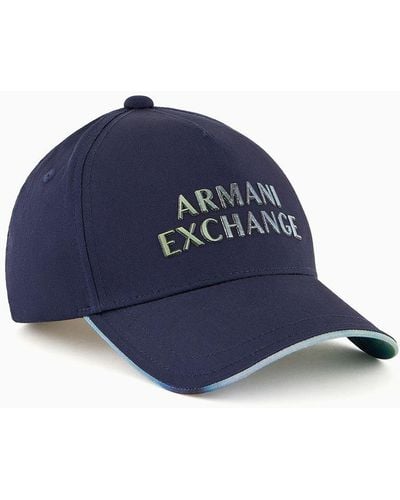 Armani Exchange Cappello Con Visiera In Cotone Con Logo - Blu