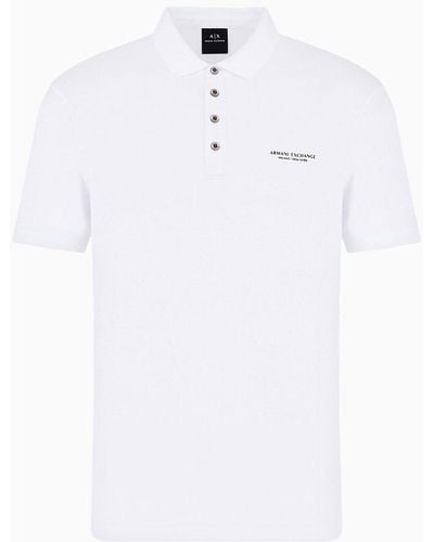 Armani Exchange Milano New York Cotton Polo Shirt - White