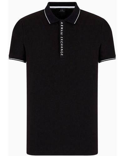 Armani Exchange Stretch Jersey Slim Fit Polo Shirt - Black