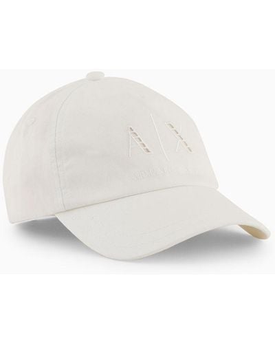Armani Exchange Cotton Peaked Hat With Logo - White