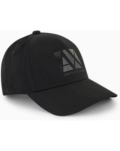 Armani Exchange Hat With Visor With Tone-on-tone Logo - Black