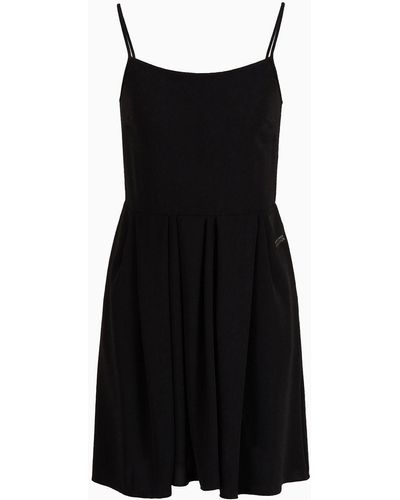 Armani Exchange Asv Recycled Fluid Fabric Short Dress - Black
