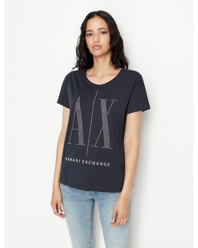 Armani Exchange Icon Logo Boyfriend Fit T-shirt - Blue