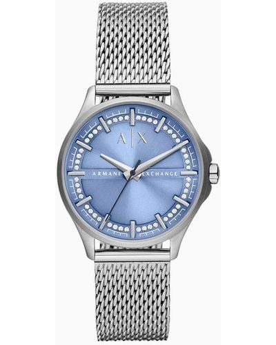 Armani Exchange Reloj De Malla De Acero Inoxidable Con Tres Manecillas - Azul