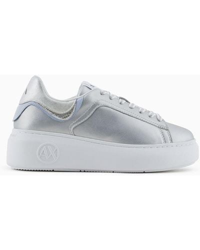 Armani Exchange Chunky Sneakers In Pelle - Bianco